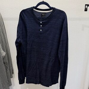 RVCA Men's Dark Blue Long Sleeve Henley